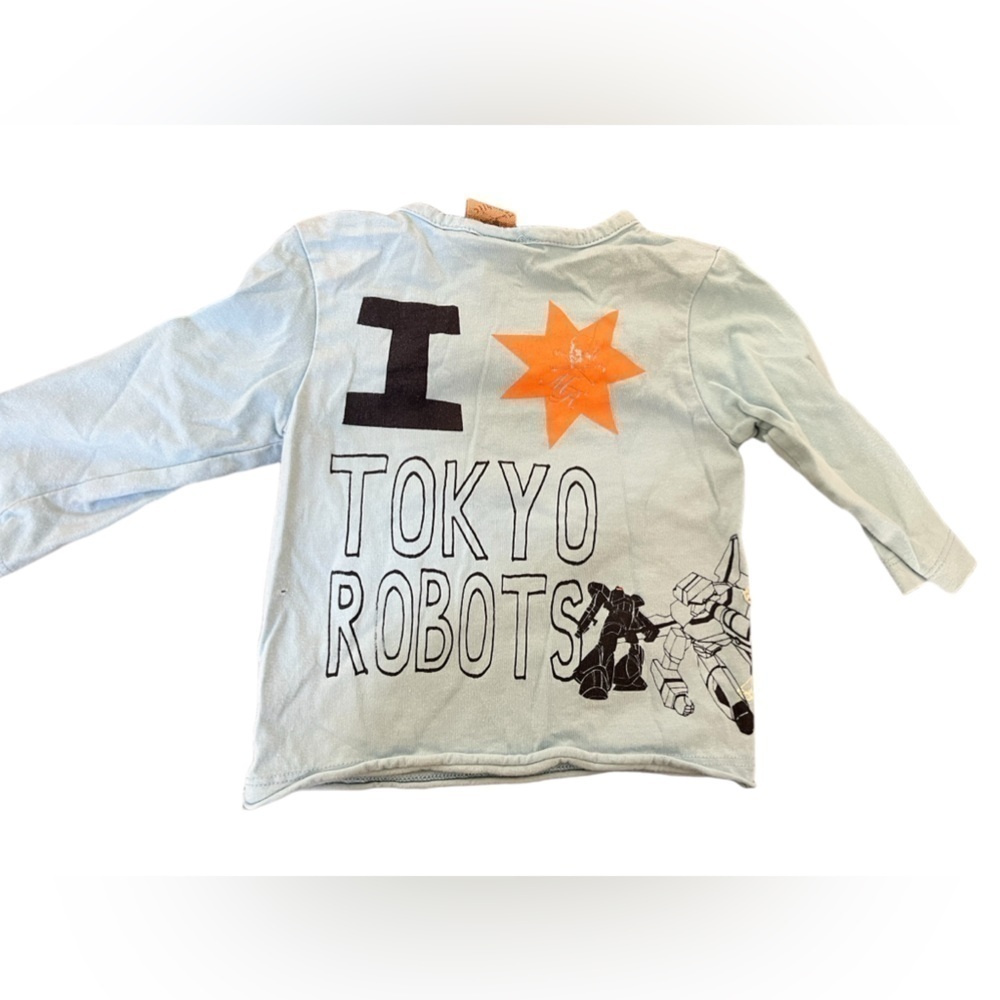 Monster Republic I love Tokyo Robots baby 9-12 month long t shirt in blue